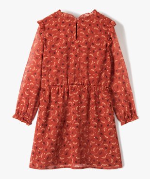 Robe fille à manches longues en voile imprimé et volants vue3 - GEMO (ENFANT) - GEMO