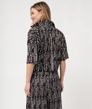 Chemise courte à manches courtes en maille plissée femme vue3 - GEMO(FEMME PAP) - GEMO