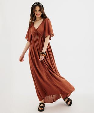 Robe longue à manches courtes amples en viscose femme vue1 - GEMO 4G FEMME - GEMO