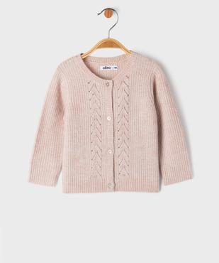Gilet en maille fantaisie avec fil métallisé bébé fille vue1 - GEMO(BEBE DEBT) - GEMO