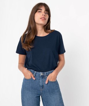 Tee-shirt femme à manches courtes avec dos plus long vue1 - GEMO(FEMME PAP) - GEMO