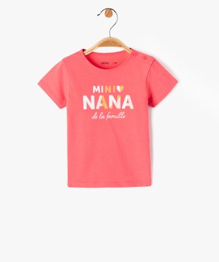 Tee-shirt bébé fille en coton à manches courtes et motif pailleté vue1 - PREMIER PRIX BY GEMO - GEMO
