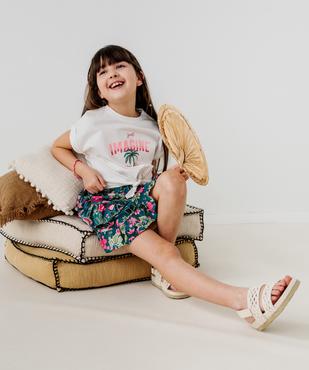 Tee-shirt manches courtes imprimé avec liens à nouer fille vue1 - GEMO 4G FILLE - GEMO