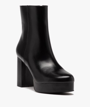 Boots femme unies à talon carré et semelle plateforme vue2 - GEMO(URBAIN) - GEMO