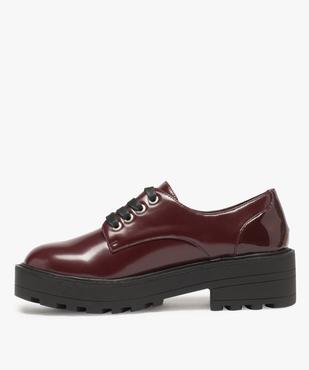 Derbies femme unis et vernis à semelle plateforme crantée vue3 - GEMO (CASUAL) - GEMO