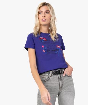 Tee-shirt femme avec motifs fleuris brodés vue1 - GEMO(FEMME PAP) - GEMO