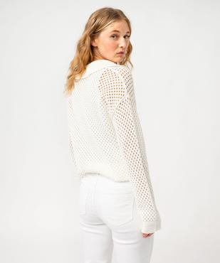 Pull en maille ajourée avec col à lacets femme vue3 - GEMO(FEMME PAP) - GEMO