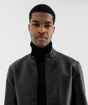 Blouson en cuir imitation fermeture zippée homme vue3 - GEMO (HOMME) - GEMO