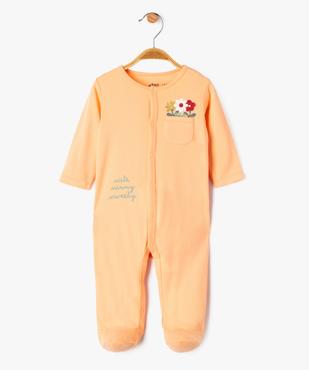Pyjama en coton ouverture devant bébé fille vue1 - GEMO 4G BEBE - GEMO