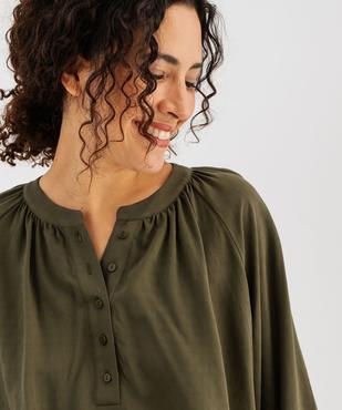 Blouse manches longues en viscose unie à col rond boutonné femme vue2 - GEMO(FEMME PAP) - GEMO