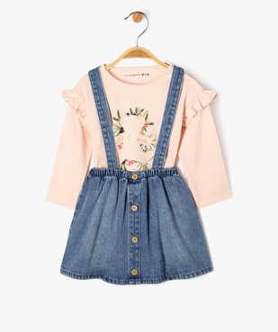 Ensemble 2 pièces bébé fille tee-shirt et jupe à bretelles - LuluCastagnette vue2 - LULUCASTAGNETTE - GEMO