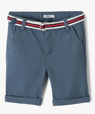 Bermuda en coton avec ceinture tricolore garçon vue1 - GEMO 4G GARCON - GEMO