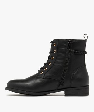 Boots femme à talon plat avec cordelette tressée et nouée embouts dorés vue4 - GEMO (CASUAL) - GEMO