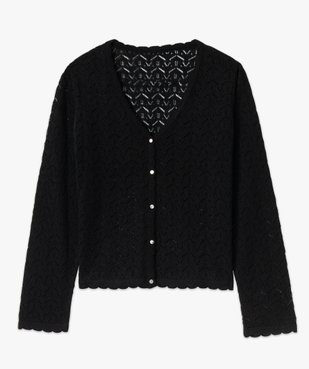 Gilet col V en maille fine ajourée femme vue4 - GEMO(FEMME PAP) - GEMO
