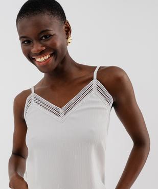 Débardeur à fines bretelles en maille texturée et dentelle femme vue2 - GEMO(FEMME PAP) - GEMO