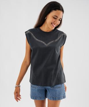 Tee-shirt sans manches avec strass et perles femme vue1 - GEMO(FEMME PAP) - GEMO