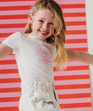 Tee-shirt manches courtes à motif fille vue8 - GEMO 4G FILLE - GEMO
