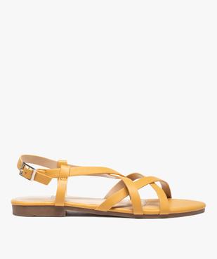 Sandales femme unies à talon plat et fines brides croisées vue1 - GEMO (CASUAL) - GEMO