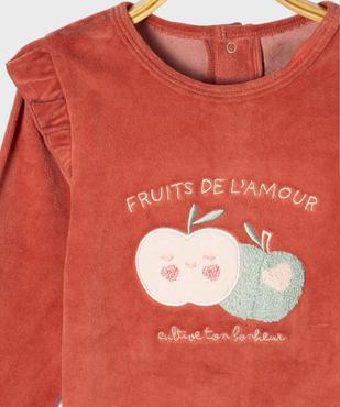 Pyjama 2 pièces en velours motifs pommes bébé fille vue2 - GEMO 4G BEBE - GEMO