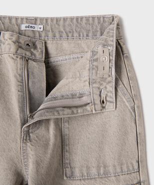 Jean wide leg en denim délavé avec grandes poches plaquées fille vue2 - GEMO (JUNIOR) - GEMO