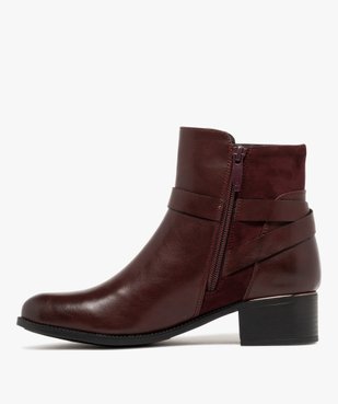 Boots femme à petit talon et bout amande avec brides fantaisie  vue4 - GEMO (CASUAL) - GEMO