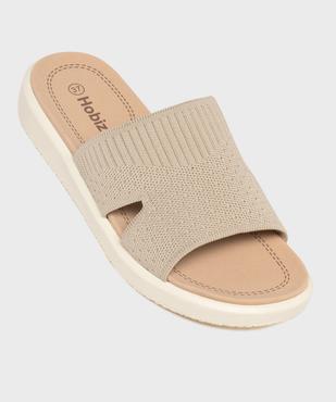 Mules à petite semelle plateforme et large bride en textile femme vue5 - HOBIZ - GEMO