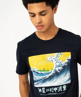 Tee-shirt manches courtes imprimé vague d'Hokusai homme - aoph London vue2 - HOKUSAI - GEMO