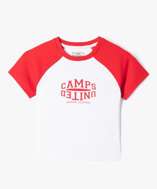 Tee-shirt manches courtes en maille côtelée coupe courte fille - Camps United vue1 - CAMPS - GEMO