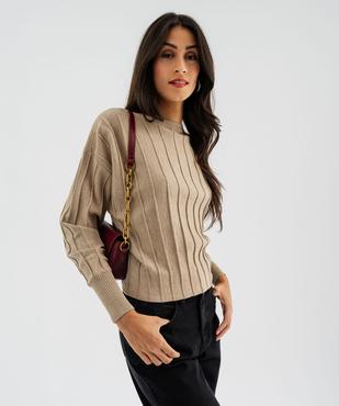 Pull fin loose à rayures texturées et maille pailletée femme vue1 - GEMO(FEMME PAP) - GEMO