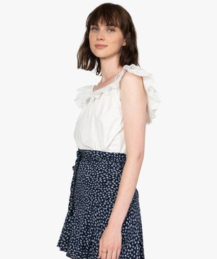 Débardeur femme court à volant en broderie anglaise vue1 - GEMO(FEMME PAP) - GEMO