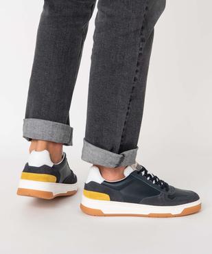 Baskets homme dessus cuir à semelle contrastante – Tanéo vue1 - TANEO - GEMO