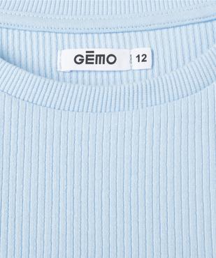 Tee-shirt à manches courtes en maille côtelée fille vue2 - GEMO 4G FILLE - GEMO