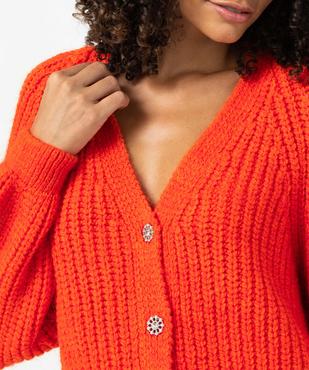 Gilet femme en grosse maille avec boutons strass vue2 - GEMO(FEMME PAP) - GEMO