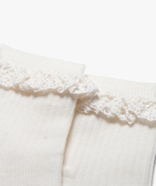 Socquettes en maille côtelée avec bord en dentelle femme (lot de 2 paires). vue2 - GEMO(HOMWR FEM) - GEMO