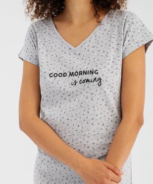 Chemise de nuit imprimée à manches courtes femme vue2 - GEMO 4G FEMME - GEMO