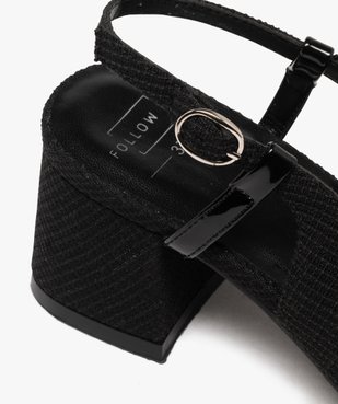 Escarpins sling-back en textile pailleté et vernis femme vue7 - FOLLOW ME - GEMO