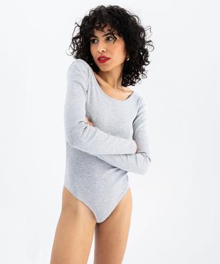 Body à manches longues en maille côtelée femme vue2 - GEMO 4G FEMME - GEMO
