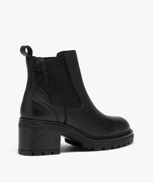 Boots femme à talon en cuir uni style Chelsea vue4 - GEMO(URBAIN) - GEMO