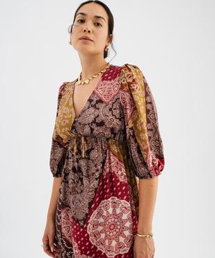Robe longue col V femme vue2 - GEMO(FEMME PAP) - GEMO