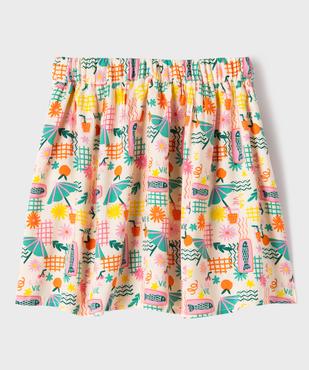 Jupe courte à pan portefeuille fluide et imprimée fille vue3 - GEMO (ENFANT) - GEMO