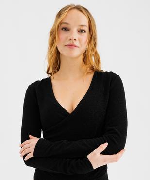 Tee-shirt scintillant col V femme vue2 - GEMO(FEMME PAP) - GEMO