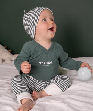 Ensemble naissance évolutif 3 pièces bébé : body, pantalon, bonnet vue8 - GEMO 4G BEBE - GEMO