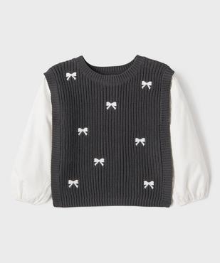 Pull 2 en 1 avec manches chemise fille vue2 - GEMO (ENFANT) - GEMO