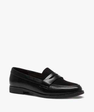 Mocassins femme unis dessus bi-matière et à talon plat vue3 - VALENTINA BALDA - GEMO