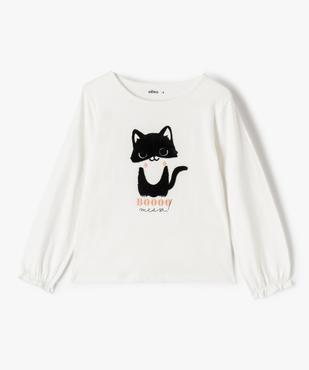 Tee-shirt fille à manches longues fantaisie et motif chat en relief vue1 - GEMO (ENFANT) - GEMO