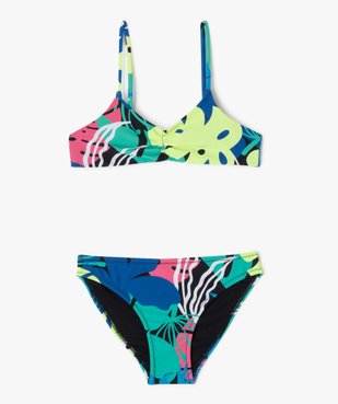 Maillot de bain 2 pièces à motifs exotiques fille vue1 - GEMO 4G FILLE - GEMO