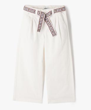 Pantalon large en coton avec ceinture brodée fille vue2 - GEMO 4G FILLE - GEMO