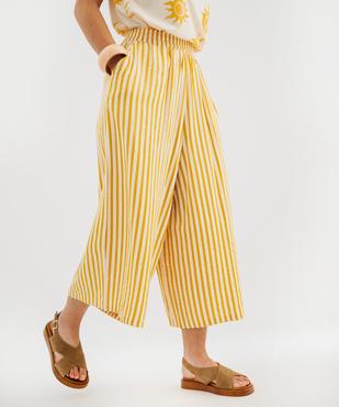 Pantacourt ample à rayures avec taille élastique femme vue1 - GEMO(FEMME PAP) - GEMO