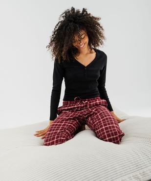 Pantalon de pyjama en flanelle à carreaux et taille élastiquée femme vue1 - GEMO(HOMWR FEM) - GEMO