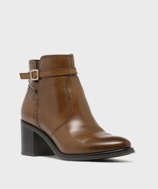 Boots en cuir à talon haut et large femme - Tanéo vue3 - TANEO - GEMO
